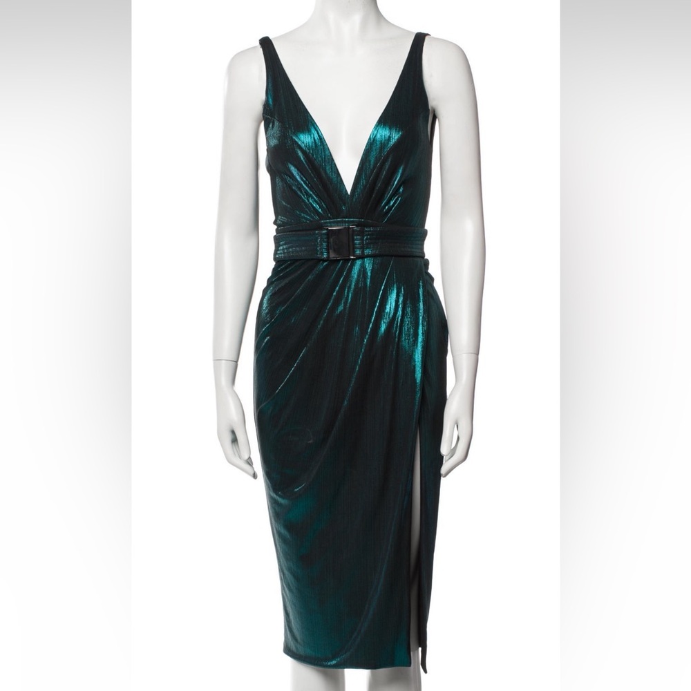 Zhivago 🍃 Green Ruched Wrap Cocktail Dress with belt, XS Size. Perfect condition